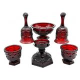 Avon Cape Cod Ruby Red Glass Bowl, Votive Holders