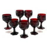 (7) Avon Cape Cod Ruby Red Glass Goblets 6'