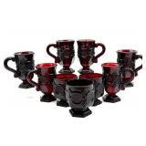 Avon Cape Cod Ruby Red Glass Cups and Handled