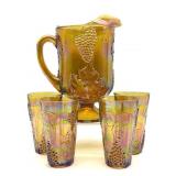 Vintage Indiana Glass Amber Carnival Glass Footed