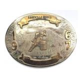1967 Abbyville Rodeo German Silver Belt Buckle