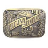 1986 Plevna Centennial Belt Buckle 3.25'