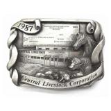 1987 Central Livestock Corporation Belt Buckle 3'