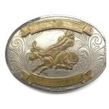Vintage Justin Belt Co. Nickel Silver Rodeo Belt