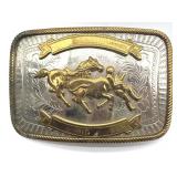 Vintage Nickel Silver Rodeo Belt Buckle 4'