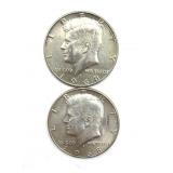 (2) 1968 Kennedy Half Dollars