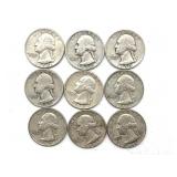 (9) Silver Washington Quarters : 1943-64