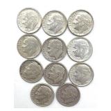 (11) Silver Roosevelt Dimes : 1946-64