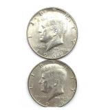 (2) 1968 Kennedy Half Dollars