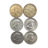 (4) Susan B. Anthony Dollars and (2) Sacagawea