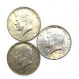 (3) 1966 Kennedy Half Dollars