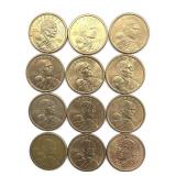(11) Sacagawea Dollars and (1) Presidential