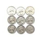 (9) Silver Washington Quarters : 1941-64