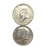 (2) 1968 Kennedy Half Dollars