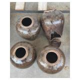 (3) Glazed Terracotta Planters 9'x14'T
