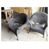 (2) Wicker Chairs (2) Folding End Tables