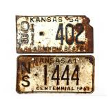 1954 and 1961 Kansas License Plates