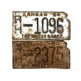 (2) 1954 Kansas License Plates