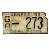 1954 Kansas License Plate