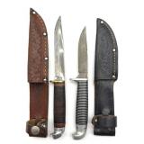 (2) Western Knives with Leather Sheaths 4" Blade