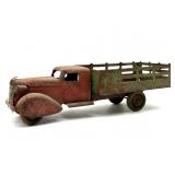 Vintage Metal Stakebed Toy Truck with Wood Wheels