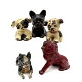 Antique/Vintage Painted Cast Iron Dogs and Lion