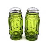 Vintage LE Smith Moon and Stars Green Glass Salt