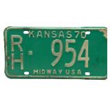 1970 Kansas License Plate