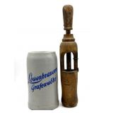 Vintage Lowenbrauerei Grafenwohr Stein and Wood