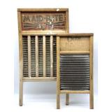 (2) Primitive Metal and Wood Washboards :