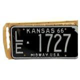 NOS 1966 Kansas License Plate with Original