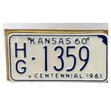 NOS 1960 Kansas License Plate with Original