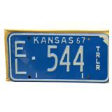 NOS 1967 Kansas Trailer License Plate with