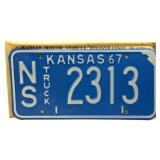 NOS 1967 Kansas License Plate with Original