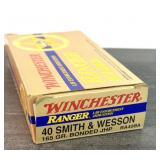 (50) Rnds 40 S&W, Winchester 165 Gr. JHP