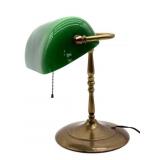 Banker's Desk Lamp 11.5'- glass shade - works