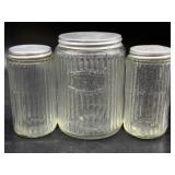 Antique Hoosier Glass Tea Canister, Shaker, and