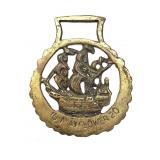 Vintage Mayflower Brass Harness Medallion  3.75"