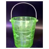 Vintage Uranium Etched Glass Ice Bucket 6" Tall