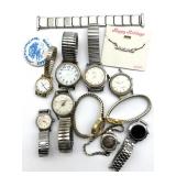 Wrist Watches and Parts, Button, and Necklace on