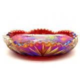 Vintage Red Carnival Glass Dish 8" x 1.75"