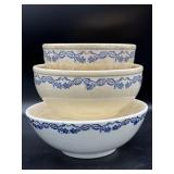 Vintage Empress Ivory Stoneware Blue Cross Stitch