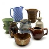 Pottery Pitchers and Vases 6" Tall and Smaller-