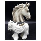 Vintage Ceramic Horse Planters 6.5" Tall and