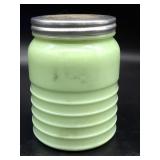 Vintage UV Reactive Jadeite Glass Tea Jar 4.5"
