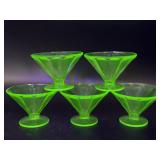 (5) Vintage Uranium Glass Sherbet Cups 2.5"