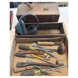 Small Crow Bar, Screwdrivers, Wood Boxes, and