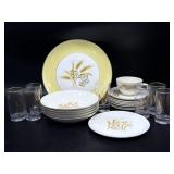 Vintage Wheat Pattern Porcelain Plates, Bowls,