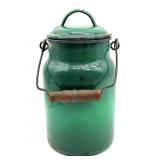 Vintage Enamelware Green Ombré Small Milk Can 9"