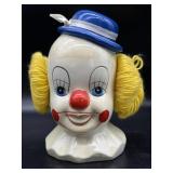 Vintage Large Clown Coin Bank 9"-